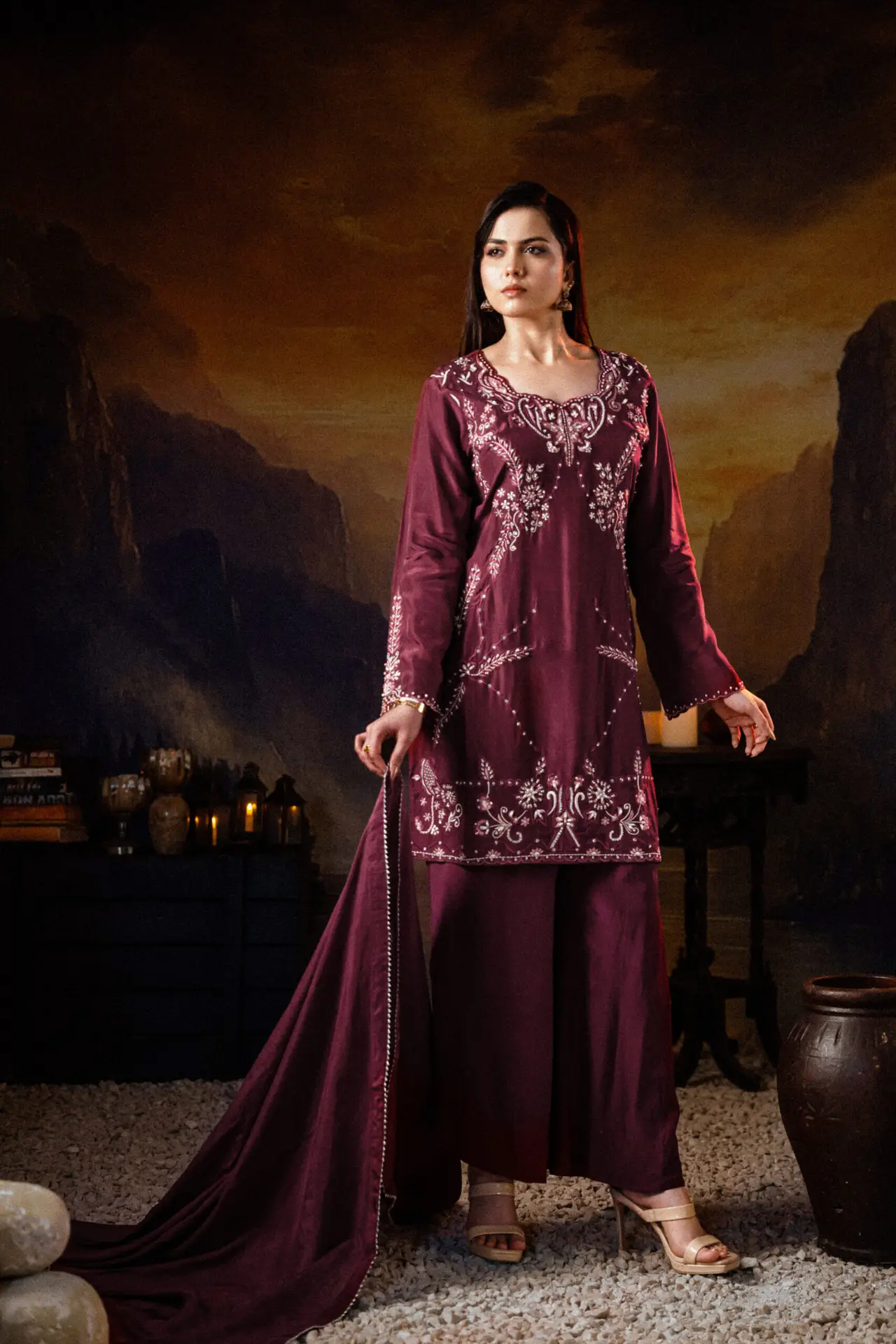 3PC Russian Silk Hand Embroidered